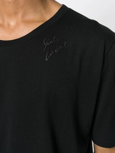 Shop Saint Laurent Signature-print T-shirt In Black
