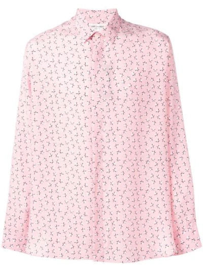 Shop Saint Laurent Star Print Shirt In Pink