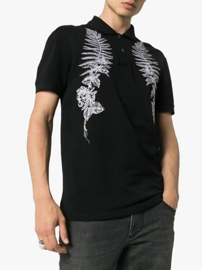 Shop Alexander Mcqueen Frosted Fern Print Polo Shirt In 0901 Black