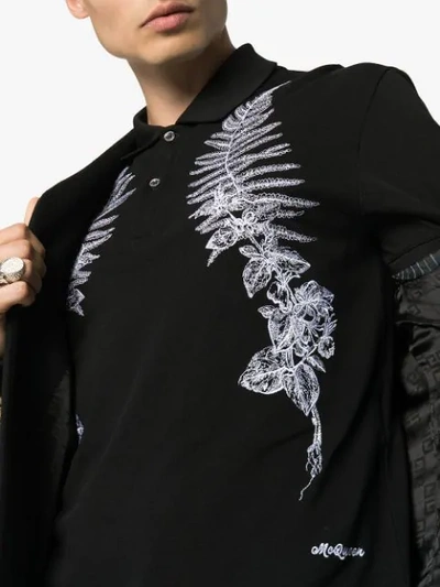 Shop Alexander Mcqueen Frosted Fern Print Polo Shirt In 0901 Black