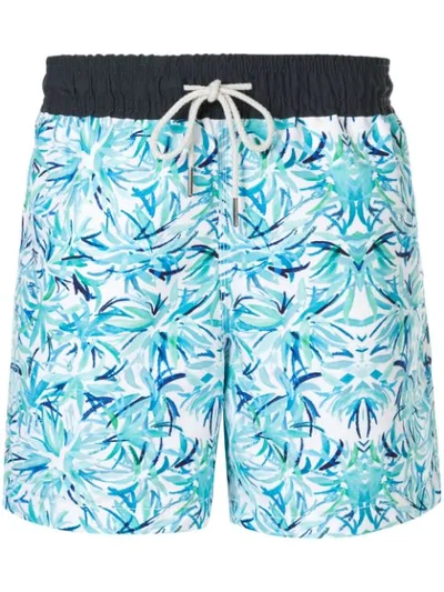 Shop Venroy Stroke Print Swim Shorts In Blue