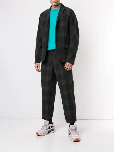 KOLOR CHECKED SINGLE-BREASTED BLAZER - 绿色