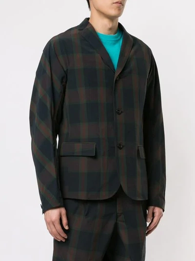 KOLOR CHECKED SINGLE-BREASTED BLAZER - 绿色