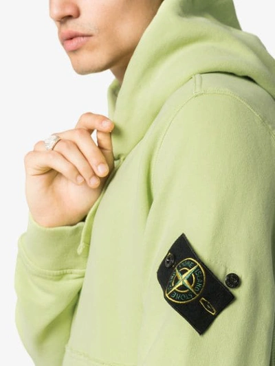 Shop Stone Island Logo Patch Hoodie In Green