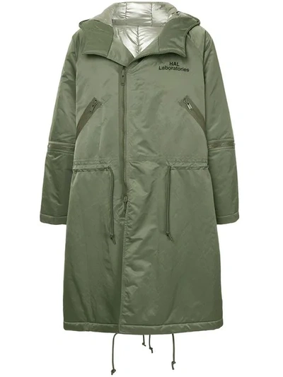 Shop Undercover Oversized Hooded Parka In Green