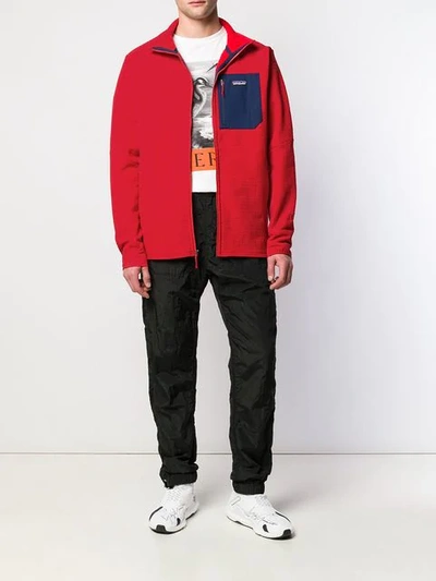 Shop Patagonia Contrast Patch Zipped Jacket - Red