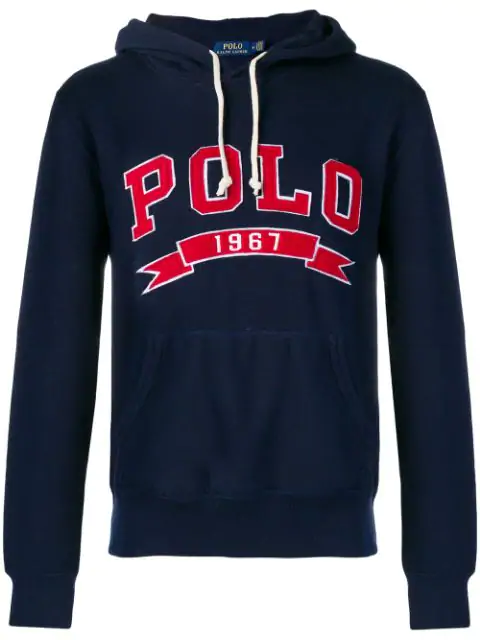 navy blue and red polo hoodie