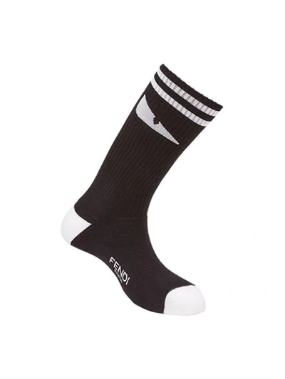 Shop Fendi Sports Socks In Black