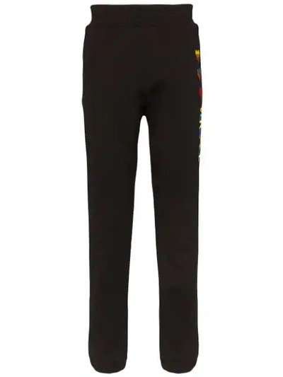 VERSACE HEART-EMBROIDERED TRACK TROUSERS - 黑色