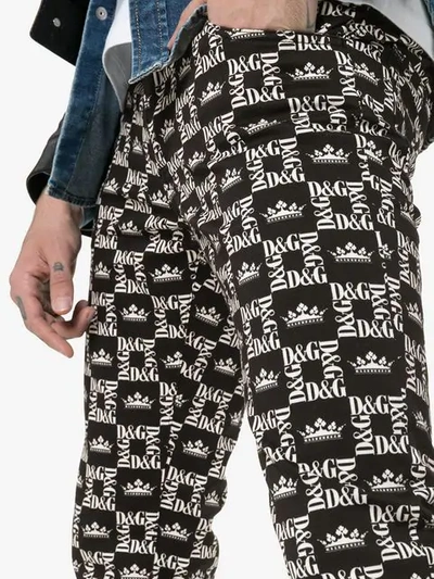 Shop Dolce & Gabbana Logo Mosaic Trousers In Black