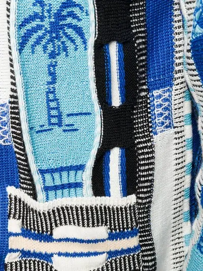 Shop Laneus Intarsia Knit Cardigan In Var 2 White/blu