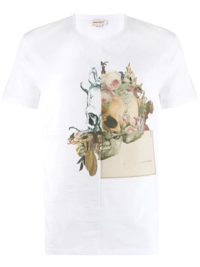 Shop Alexander Mcqueen Floral Skull T-shirt In White