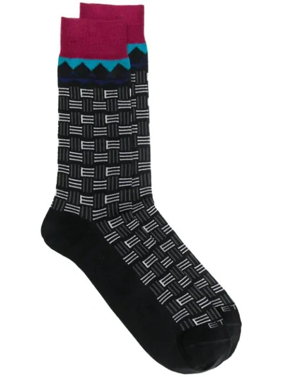 Shop Etro Patterned Socks In Black