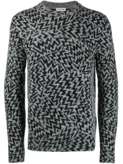 Shop Saint Laurent Comics Jacquard Jumper In Grey