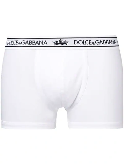 Shop Dolce & Gabbana Logo Fitted Boxers In White