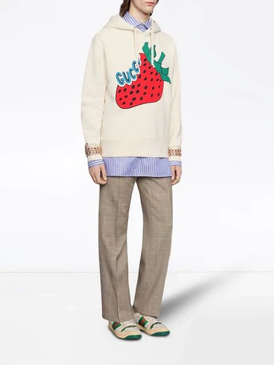 Shop Gucci Sweatshirt With  Strawberry Print In 9230 White
