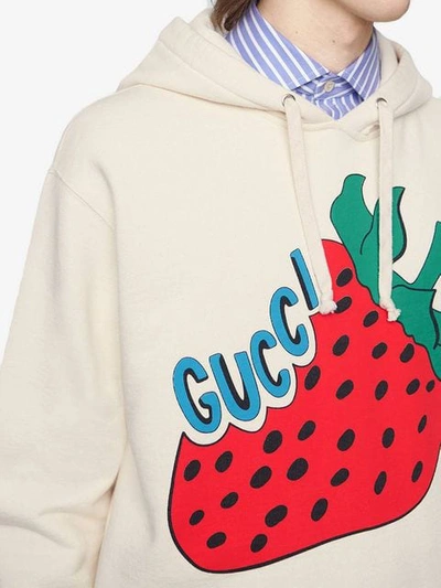 Shop Gucci Sweatshirt With  Strawberry Print In 9230 White