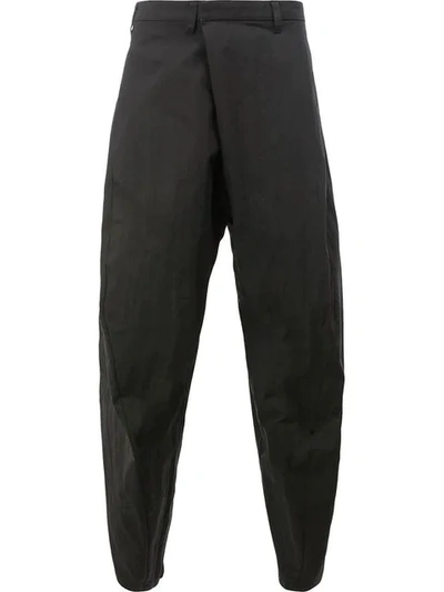 Shop Julius Loose Fit Wrap Trousers In Black