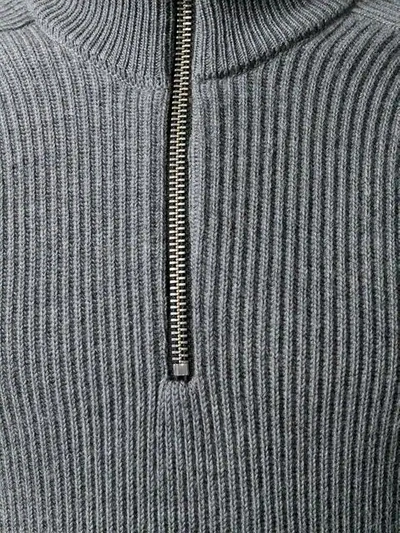 Shop Ami Alexandre Mattiussi Funnel Neck Fisherman's Rib Sweater In Grey