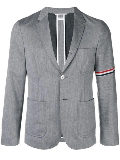 Shop Thom Browne Rwb Stripe Patch Pocket Sport Coat In Grey