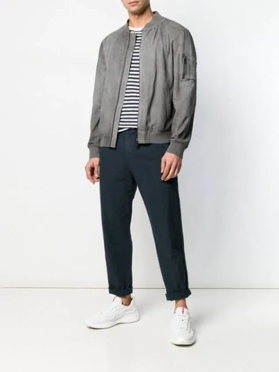 Shop Desa 1972 Perforated Bomber Jacket In Grey