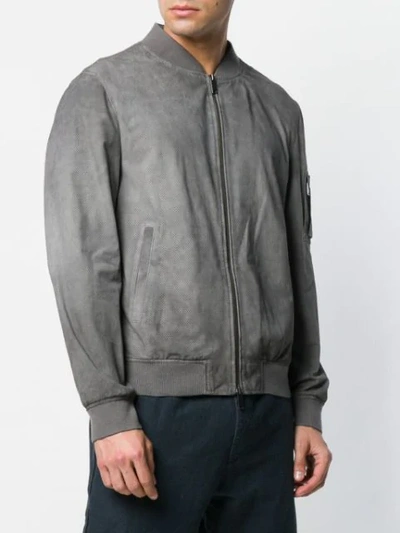 Shop Desa 1972 Perforated Bomber Jacket In Grey