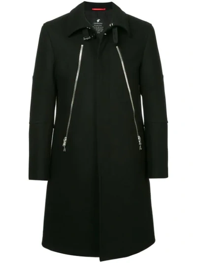 Shop Loveless Single Breasted Zip Detail Coat In Black