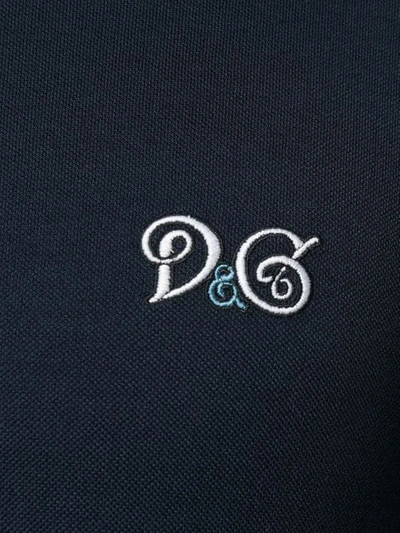 Shop Dolce & Gabbana Logo Embroidered Polo Shirt In Blue