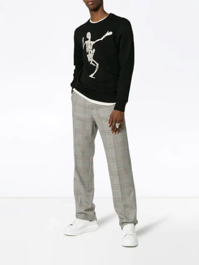 Shop Alexander Mcqueen Dancing Skeleton Embroidered Sweatshirt In Black