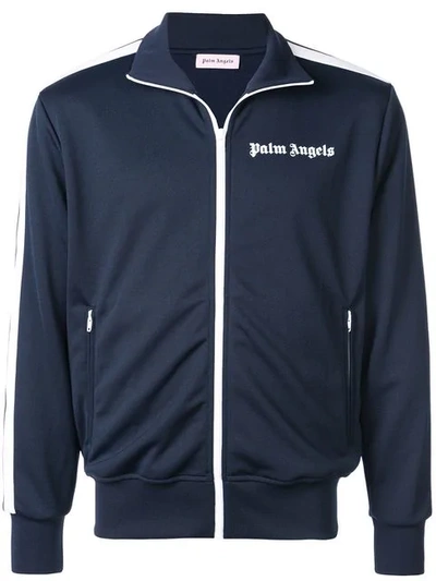 Shop Palm Angels Logo Track Jacket In Blue