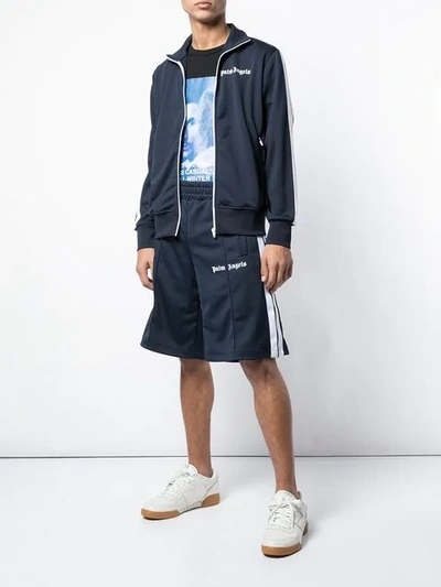 Shop Palm Angels Logo Track Jacket In Blue