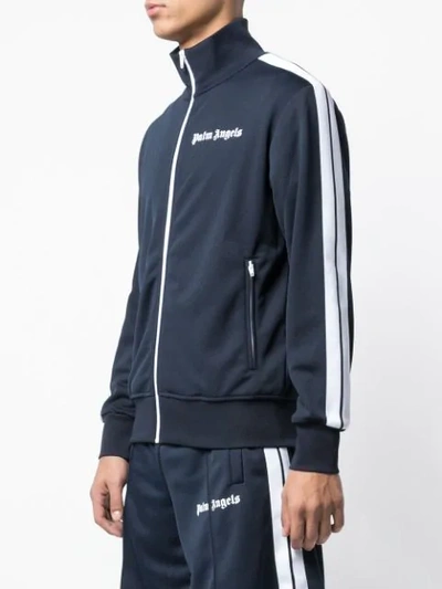 Shop Palm Angels Logo Track Jacket In Blue