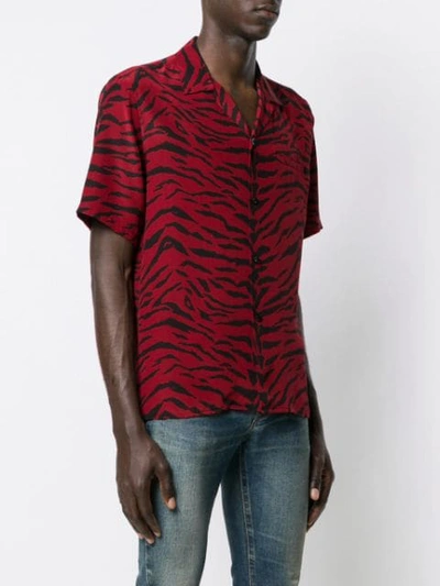 Shop Saint Laurent Animal-print Short-sleeved Shirt In Red