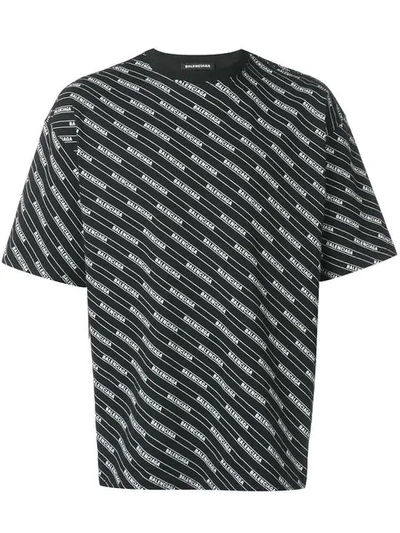 Shop Balenciaga All Over Regular T-shirt In Black