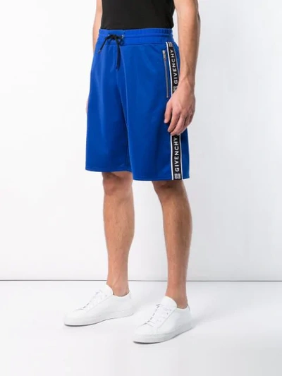 Shop Givenchy 4g Side Band Shorts In Blue