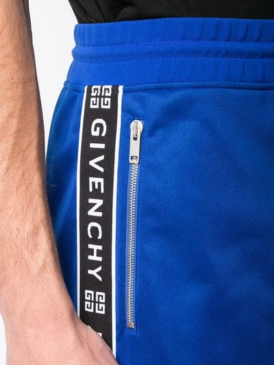 Shop Givenchy 4g Side Band Shorts In Blue