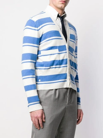 Shop Thom Browne Striped Cardigan In White