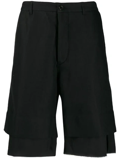 Shop Ann Demeulemeester Layered Hem Shorts In Black