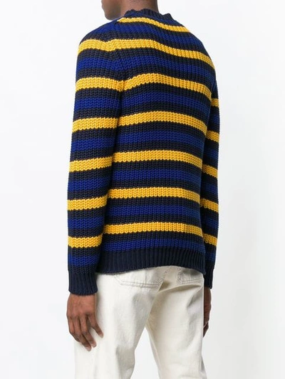 Shop Mp Massimo Piombo Striped Chunky Sweater In Blue