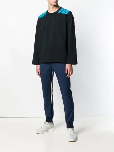Shop Dima Leu Striped Shoulders Sweatshirt In Blue
