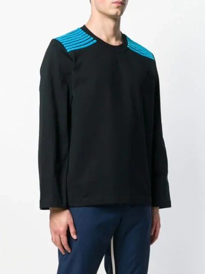 Shop Dima Leu Striped Shoulders Sweatshirt In Blue
