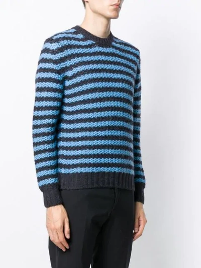 Shop Prada Striped Knit Jumper In F0d1y Blu Celeste