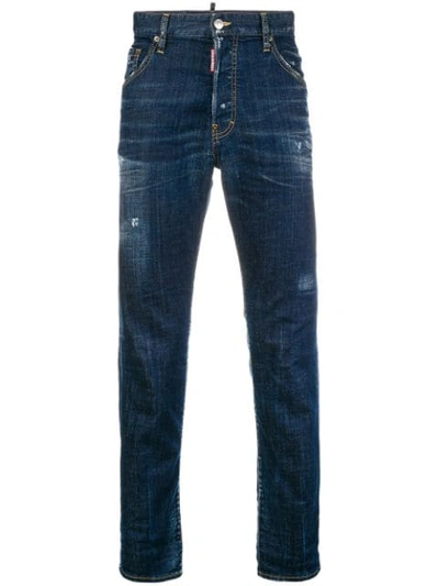 Shop Dsquared2 Faded Denim Jeans In Blue