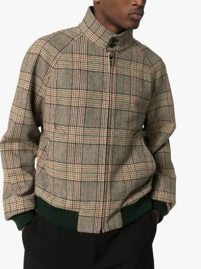 Shop Prada Check Bomber Jacket In Brown