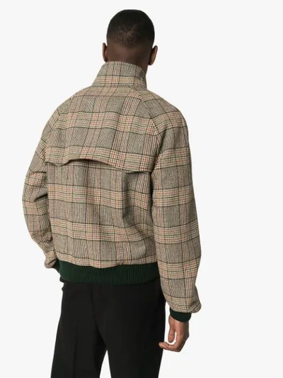 Shop Prada Check Bomber Jacket In Brown