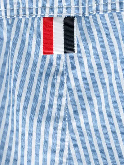 Shop Thom Browne Stripe Print Swim Shorts In Blue