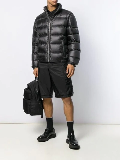 Shop Prada Quilted Zipped Jacket In Black