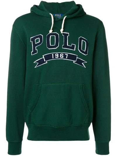 Shop Polo Ralph Lauren Brand Logo Hoodie In Green