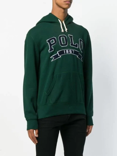 Shop Polo Ralph Lauren Brand Logo Hoodie In Green