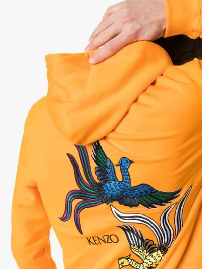 Shop Kenzo Bird Embroidery Cotton Hoodie In Orange